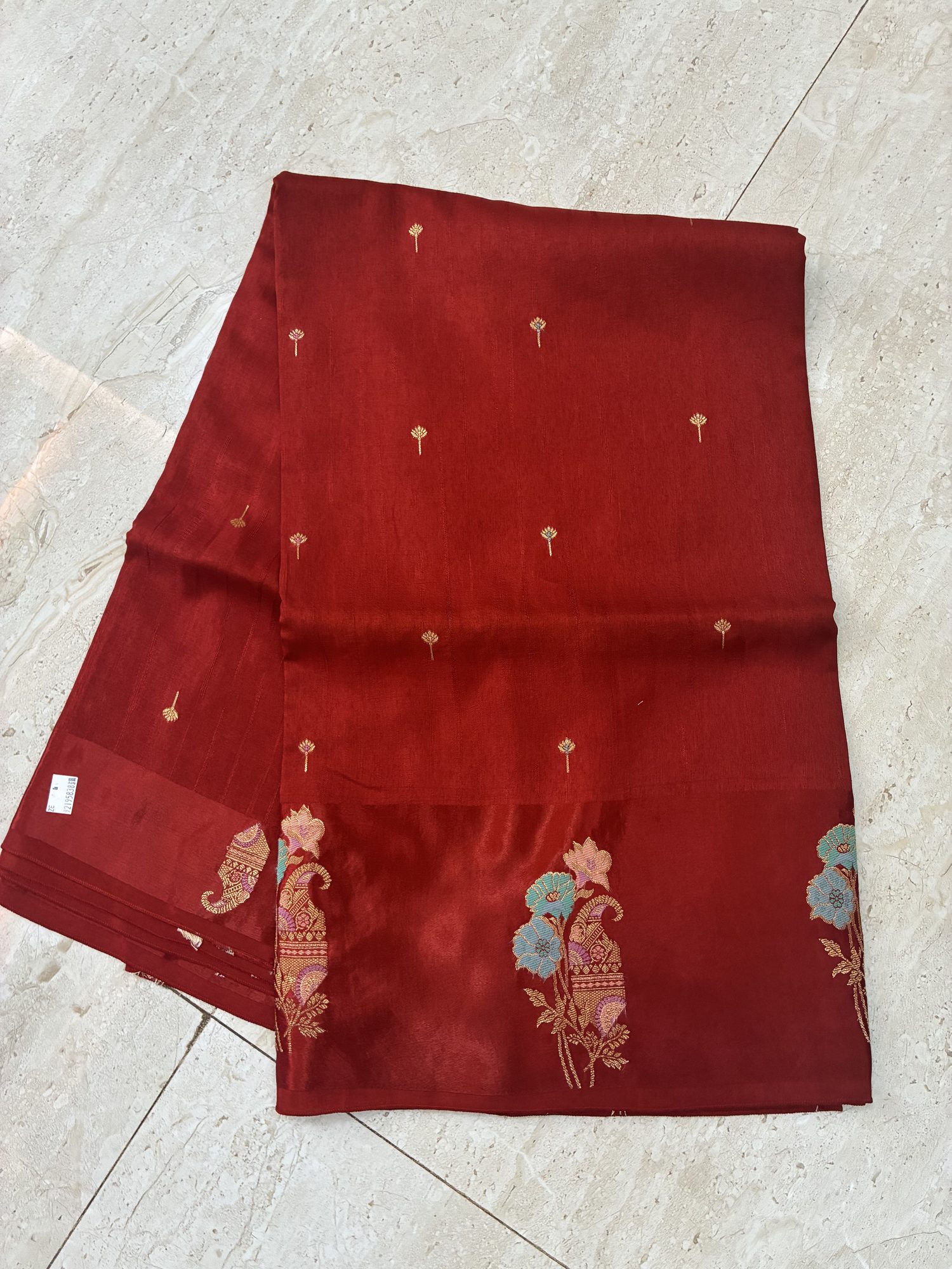 Red banaras saree  with satin boarder
