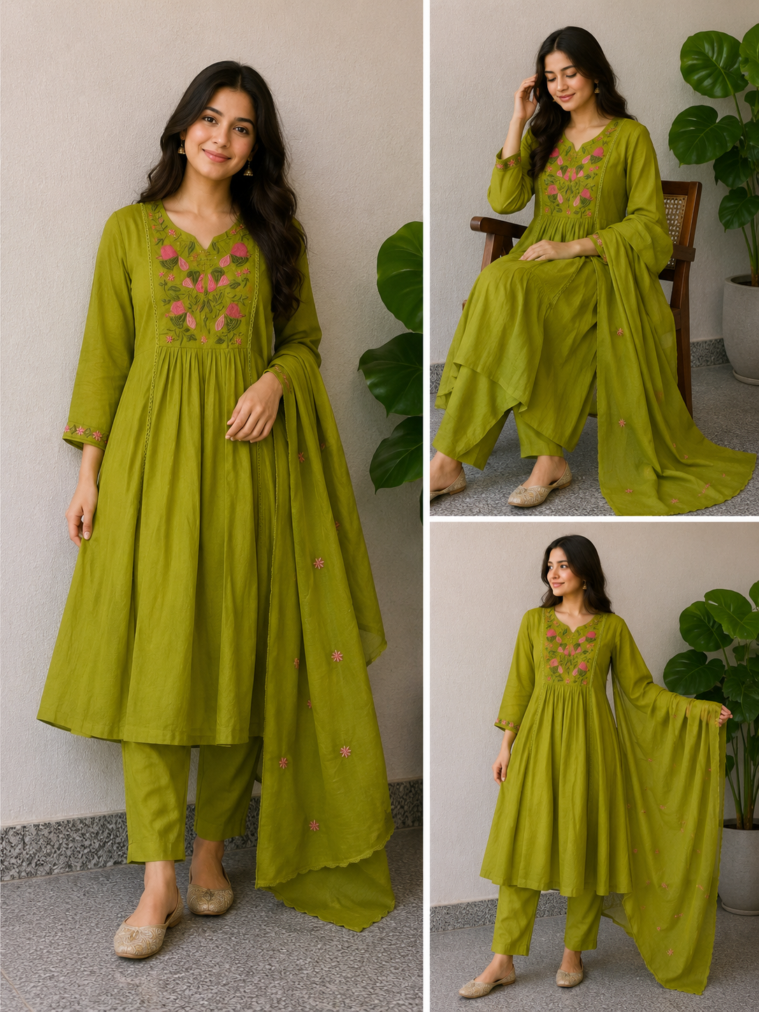 Green anarkali model