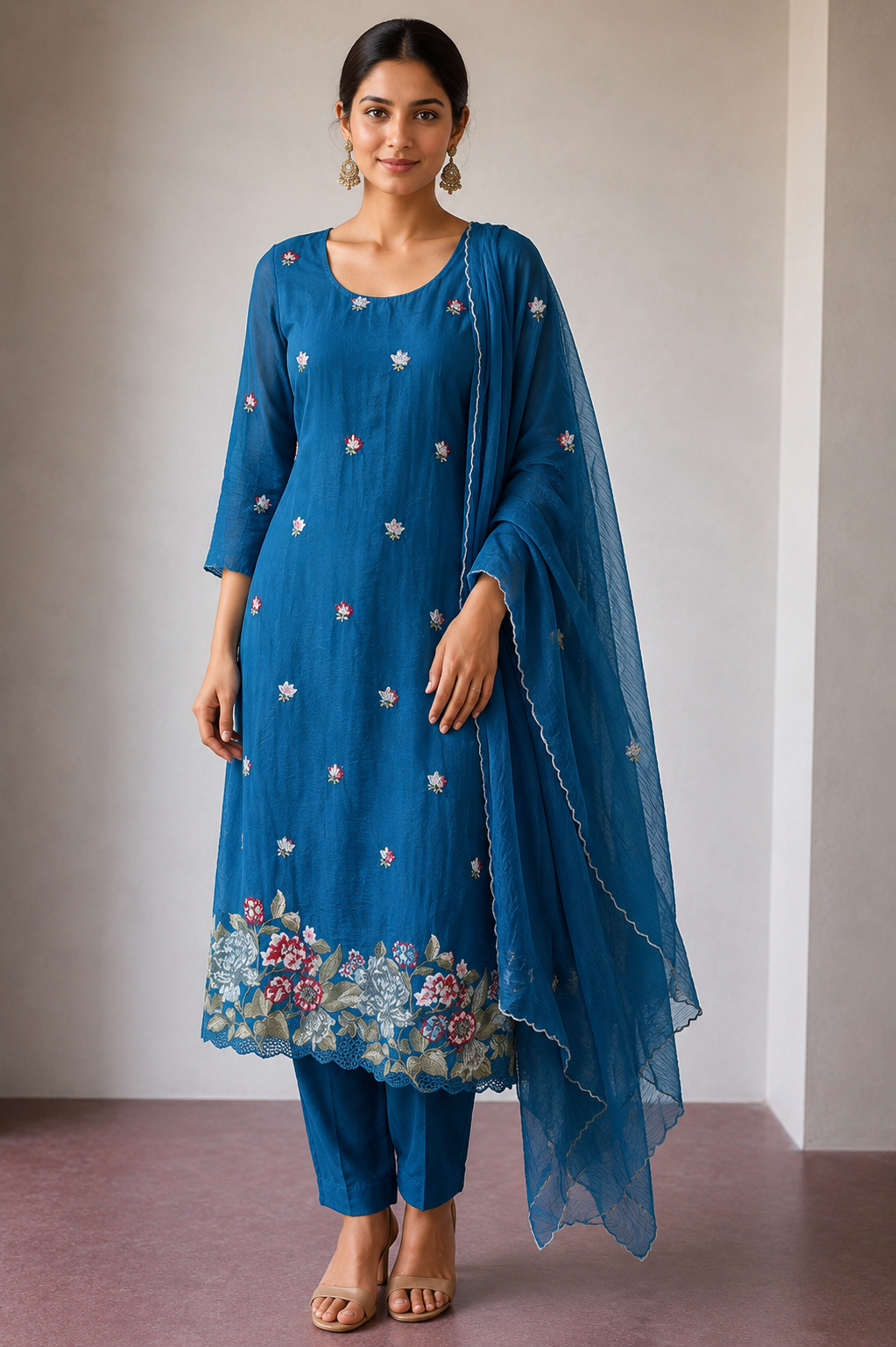 pitted blue crushed fabric